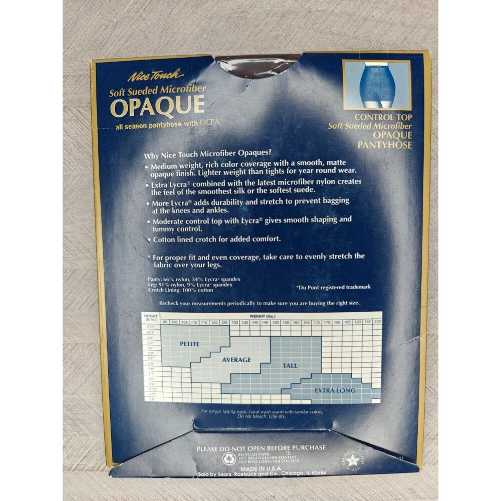 Nice Touch Opaque Soft Sueded Microfiber Pantyhose Tall Chocolate Vintage - Picture 3 of 3